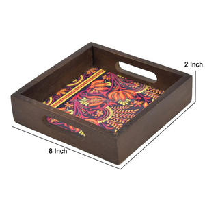 Bandeja redonda de lujo árabe de madera para vajilla que sirve bandeja impresa de chocolate a casa de la India de alta calidad por Falak World Export - Product Image 5