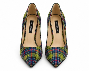 Zapatos de Tacón Alto con Diseño Escocés a Cuadros para Mujer, Tacones de Aguja con Punta en Pico, Venta al Por Mayor para Bodas y Fiestas, Logotipo Personalizado, Tartán Personalizado - Product Image 2