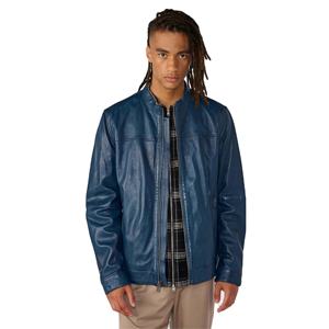 <b>Cafe</b> <b>Racer</b> <b>Jackets</b> Stylish Custom Made for Men's Blue Dyed <b>Leather</b> <b>Jacket</b> Stylish Pattern Zipper up <b>Leather</b> <b>Jackets</b> - Product Image 1