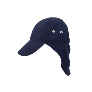 Children's Navy Blue Sun Cap With Neck Flap Breathable Cotton Adjustable Fit Outdoor Casual <b>Hat</b> - Product Image 1