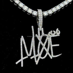 Hip Hop Iced Out Personal Pendant Custom Name Diamond Letter Pendant Necklace Brush Font New Style Custom Name Pendant Necklace - Product Image 4