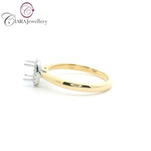 MEILLEURE VENTE SIMPLE SIMPLE HALO 18K AU750 SOILD WHITE/YELLOW GOLD PLAIN GOLD BAND NATUREL DIAMANT 0.50CT ROUND FIT SEMI RNG MOUNT - Product Image 4
