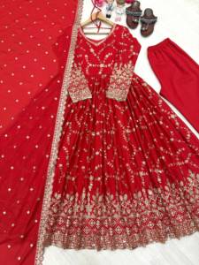 LAMOUNT - Salwar Kameez Anarkali Tradicional Indio/Pakistaní para Mujer, Tela de Seda, para Bodas, Corte Regular, para Todas las Temporadas - Product Image 4