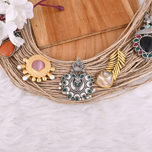 Boho Multi-Strand Jute Artisan Charm <b>Statement</b> <b>Necklace</b> - Product Image 3