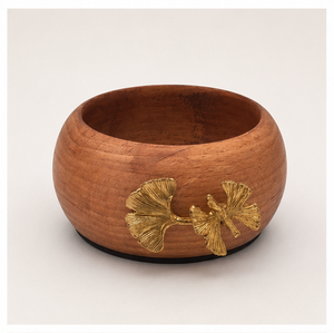 Handcrafted <b>Butterfly</b> Ginkgo Wooden Salad Bowl With Gold Metal Leaf Accents Elegant Artisan Serving Bowl For Home <b>Table</b> Decor - Product Image 5
