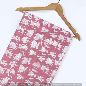 Wholesale Collection Custom Printed Clothing <b>Lightweight</b> 120gsm Organic Cotton Fabric Hand Block Cartoon Printed Shirts Suits - Product Image 4