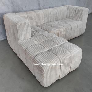 Sofá Seccional Modular de Corduroy Crema Moderno, Tapizado, para Sala de Estar, Muebles de Lujo, Personalizable OEM - Product Image 2