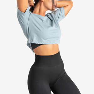Camiseta Deportiva Corta para Mujer, Transpirable, Elástica, de Manga Corta, para Gimnasio, Entrenamiento, Ropa Deportiva, OEM - Product Image 3