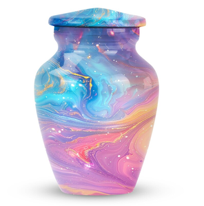 Aluminum Cremation Urn Adult <b>Ashes</b> Memorial <b>Keepsake</b> Vessel with Velvet Drawstring Pouch Custom Pattern - Product Image 5