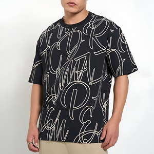 T-shirts tendance à motifs imprimés intégraux, effet délavé à l'acide, nouvelle collection, faible MOQ, coupe oversize, meilleure qualité, pour hommes - Product Image 1