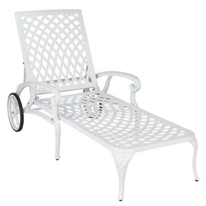 193*64.5*93cm White Cast Aluminum Courtyard Sun Lounger with Adjustable Backrest Bed Lying Feature - Product Image 2