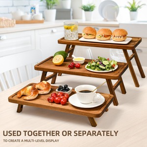 Support à dessert élégant en bois, construction en bois massif de qualité supérieure avec finition lisse, idéal pour les gâteaux, les cupcakes, les pâtisseries et les présentations élégantes. - Product Image 5