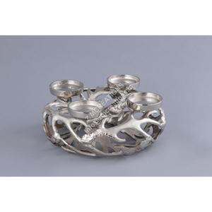 Support de bougie décoratif en métal pour 4 bougies chauffe-plat, base style bois de cerf, résistant à la chaleur, fait main, design moderne, pot à bougie de Noël - Product Image 1