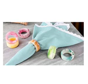 แหวนรองผ้าเช็ดปากเรซิ่นแบบเรียบง่ายเป็นมิตรกับสิ่งแวดล้อม ราคาขายส่ง สีตามสั่ง แหวนรองผ้าเช็ดปากเรซิ่น 6 สีให้เลือก - Product Image 1