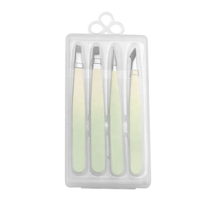 Kit de pinces à sourcils professionnel de qualité supérieure, en acier inoxydable, 4 pièces, pointe inclinée, pointe fine, pour la coupe des sourcils - Product Image 5