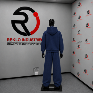 Men's Navy Blue Tracksuit <b>Full</b> <b>Zip</b> <b>Hoodie</b> And Wide Leg Sweatpants Set Custom Logo Casual Sportswear Jogging Suit Wholesale OEM - Product Image 4