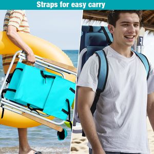 Set di 2 Sedie da Spiaggia Pieghevoli Resistenti per Adulti, 4 Posizioni, Portatili, con Poggiatesta e Portabicchieri, in Legno - Product Image 5
