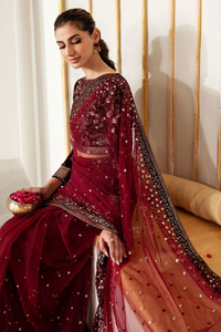Ensemble de Blouse et Saree de Mariage Pakistanais pour Femme, en Velours Marron et Rayonne, Longueur Ras du Sol, Coupe Trapèze, Grande Taille, Robe de Luxe - Product Image 5