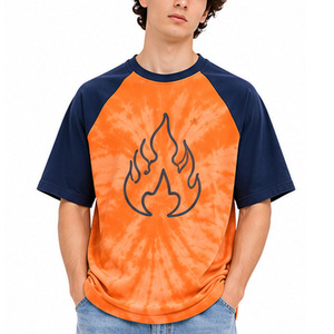 <b>Mens</b> <b>Tie</b> <b>Dye</b> Raglan <b>T</b> <b>Shirt</b> 100% Cotton Contrast Sleeve Crew Neck Graphic Print Streetwear Urban Wholesale Manufacturer EAZWEARS - Product Image 4