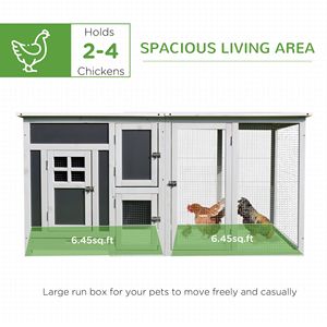 Pollaio di Lusso Grande in Legno da Esterno da 32 Pollici con Recinto e Nido - Grigio e Bianco - Product Image 4