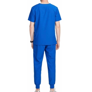 Men Yellow V-Neck Short Sleeve Scrub <b>Top</b> Cotton Polyester Woven Hospital Uniform Set - Product Image 5