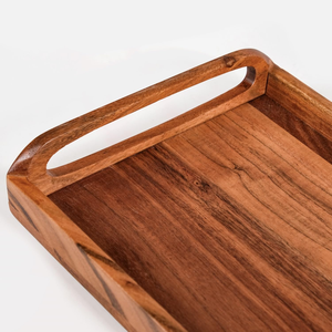 Bandeja de Madera para Servir con Asas Resistentes para Desayuno, Café y Mesa de Comedor, Bandeja de Transporte de Madera Hecha a Mano para Restaurante - Product Image 6