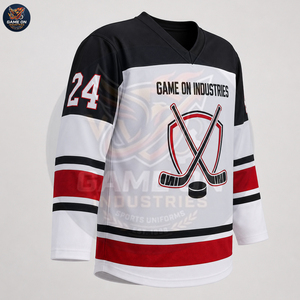 New Trendy Blue White Personalized Design Custom Colors Player Numbers Logo Printing Custom Sublimated Ice Hockey Uniform Sets - Product Image 6