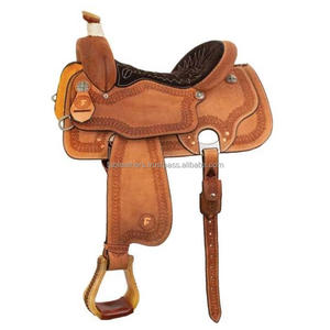 Selle western en cuir véritable faite à la main tout autour de la selle de cheval sculptée à l'antique selle d'équitation de style américain - Product Image 2