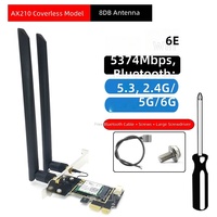 Tarjeta de Red Inalámbrica PCIe WiFi 6E AX210, Adaptador de Escritorio BT5.3 con Antena de 8dBi 10dBi para Windows 10 11
