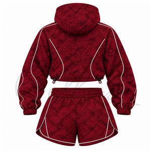Ensemble coupe-vent court personnalisé pour femme, en nylon léger, avec vestes zippées, collection de mode à marque privée - Product Image 3