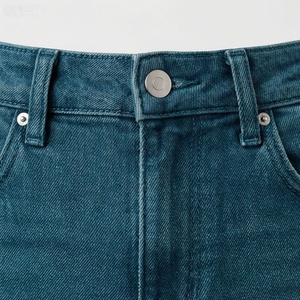Jupe crayon en jean taille haute pour femme, mini, couleur unie, style décontracté avec poches, finition délavée - Product Image 4
