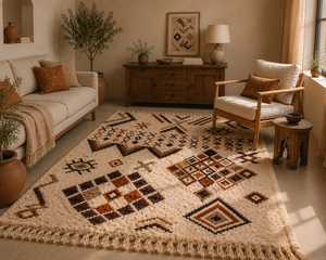 Custom Handmade Moroccan Berber Wool <b>Rug</b> Hand Knotted Tribal <b>Boho</b> Area Carpet with Geometric Amazigh Pattern - Product Image 3
