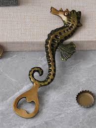 Abridor de Botellas Decorativo de Acero Inoxidable Dorado con Forma de Caballito de Mar, Abridor de Cerveza Náutico para el Hogar, Bar y Cocina - Product Image 3