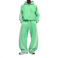 Ensemble de survêtement personnalisé en coton French Terry 400 GSM pour homme, sweat à capuche oversize uni à manches raglan et pantalon de survêtement large en molleton, 2 pièces
