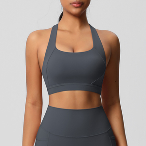 Débardeur de yoga contrastant pour femme avec soutien-gorge de sport push-up, bretelles convertibles, extensible, respirant, antichoc, et short intégré - Product Image 2