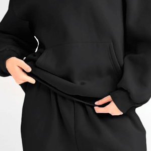 Sweat à capuche OEM respirant imprimé pour femme en coton épais, coupe oversize personnalisée, 220 GSM, motif uni, style streetwear décontracté - Product Image 6