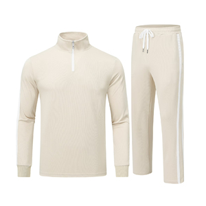 Conjunto Deportivo Azul Marino para Hombre 2026, Sudadera de Manga Larga con Cierre de Media Cremallera y Pantalones con Cordón, Color Sólido, Estilo Deportivo Informal para Otoño - Product Image 1