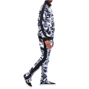 Ensemble de survêtement camouflage pour homme, sweat-shirt à fermeture éclair intégrale et pantalon assorti, style streetwear, respirant, polyester, coupe classique - Product Image 3