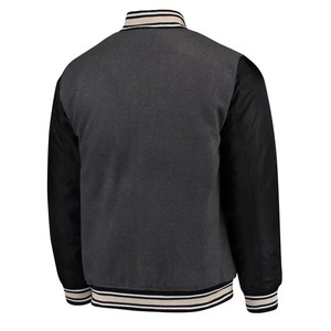 Chaqueta Varsity de Alta Calidad, Impermeable, Casual, para Hombre, Tallas Grandes, con Bordado Chenille, Mangas de Cuero y Ribete de Borrego, Personalizable, Estilo Béisbol - Product Image 2