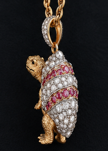 Colgante de Tortuga Chapado en Oro con Diamantes de Imitación, Amuleto de Concha, Joyería Animal, Regalo - Product Image 2