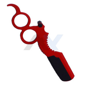 Rasoir droit Barber Cut Red Throat pour la barbe, lame noire, réutilisable, pour le rasage et l'entretien des poils du visage masculins - Product Image 4