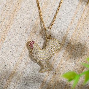 Colgante de Plata S925 con Diseño de Gallo, Estilo Hip Hop, para Hombre y Mujer, Collar con Colgante de Gallo, Joyería con Diamantes - Product Image 5