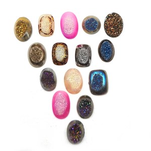 Lot de pierres précieuses en quartz druzy, formes variées, cabochons, 10-34 mm, pour la création de bijoux faits main - Product Image 2