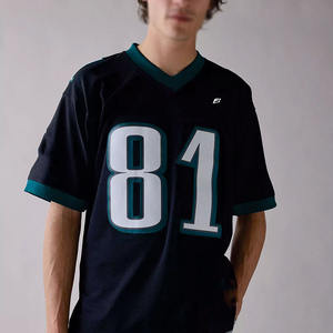 เสื้อเจอร์ซีย์อเมริกันฟุตบอลแบบตาข่ายสำหรับทุกเพศ พิมพ์ลายแบบซับลิเมชั่น เสื้อโอเวอร์ไซส์สไตล์สตรีทแวร์ เสื้อกีฬาระบายอากาศได้ดี ผลิตจากโพลีเอสเตอร์ 100% ขายส่ง - Product Image 2