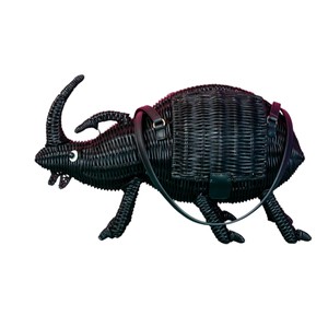 Handmade Beetle Shaped Rattan Kids <b>Bag</b> Eco Friendly <b>Wicker</b> Crossbody <b>Bag</b> for Children - Product Image 1