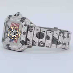 Montre carrée de luxe avec strass, montre naturelle, montre-bracelet tendance Hip Hop, montre de style luxueux, bijou affirmé - Product Image 3