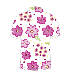 เสื้อโปโลผู้ชายสีขาวพิมพ์ลายดอกไม้สีชมพูลำลองแขนสั้นแฟชั่นฤดูร้อน - Product Image 2