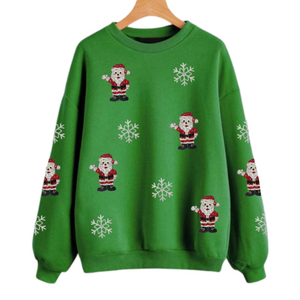 Elegant <b>Women's</b> Custom Breathable Sequined Crew Neck <b>Sweatshirt</b> <b>Christmas</b> Santa Lobster Crocodile Pelican Pullover - Product Image 5