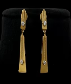 STUNNING SPARKLES Charming High Quality Moissanite Studded Brass 24K Gold Plated Bridal Classic <b>Statement</b> <b>Necklace</b> Earring Set - Product Image 2