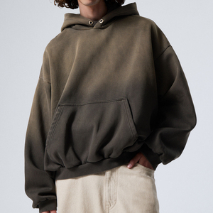 High Quality Cotton Oversize Men's Acid Wash Hoodies <b>Thick</b> <b>Fleece</b> Drop Shoulder Plain Blank Custom Men Hoodies Manufacturer - Product Image 1